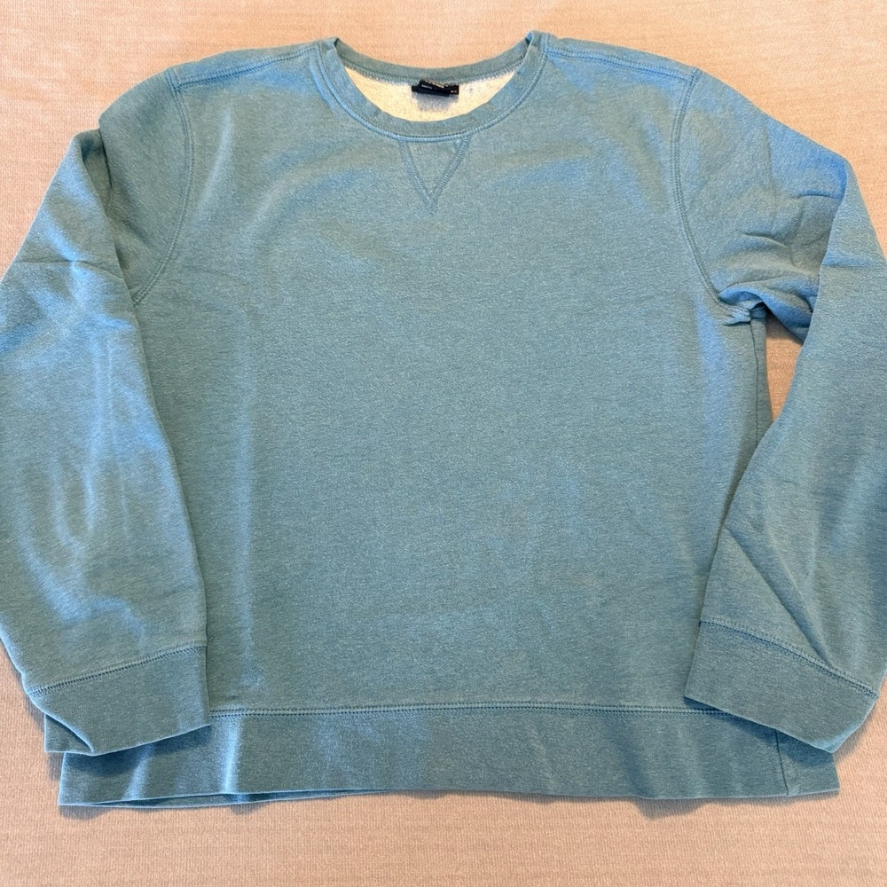 Joe Boxer Sweatshirt Mens Teal Blue Crewneck Pullover Fleece Distressed Wash